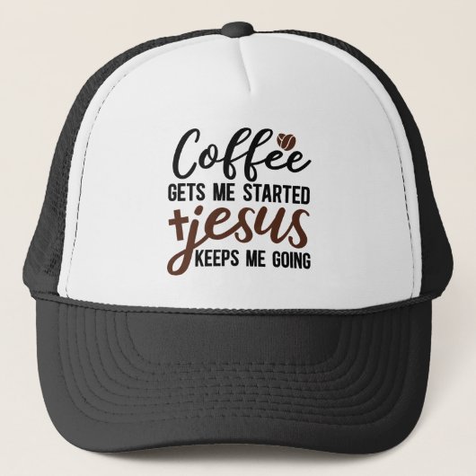 Lustige Kaffee-Jesus-Wortkunst Truckerkappe (Vorderseite)