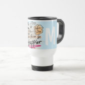 Lustige Kaffee-Liebhaber Cartoon-Monogramm Reisebecher (VorderseiteRechts)