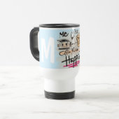 Lustige Kaffee-Liebhaber Cartoon-Monogramm Reisebecher (Vorderseite Links)