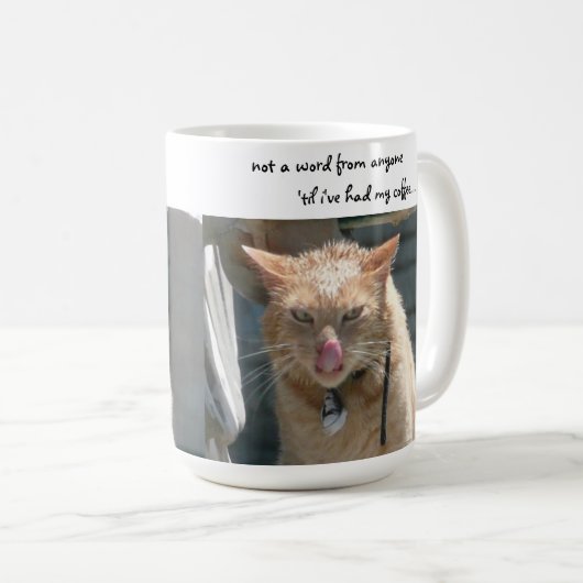 Lustige Kaffee-Tasse der mürrischen Katze Kaffeetasse (VorderseiteRechts)