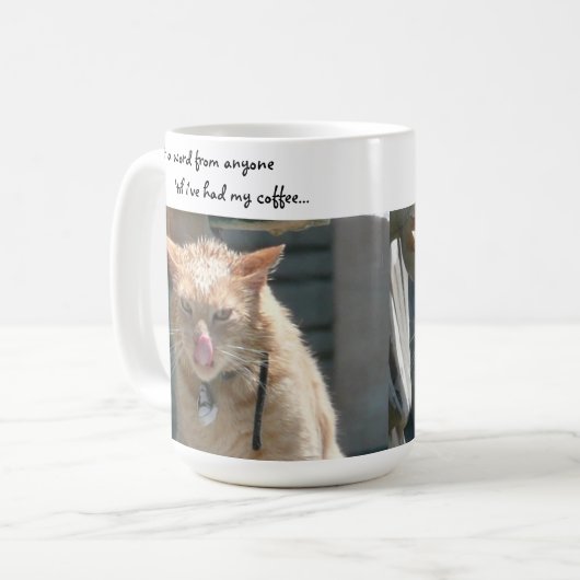 Lustige Kaffee-Tasse der mürrischen Katze Kaffeetasse (Vorderseite Links)