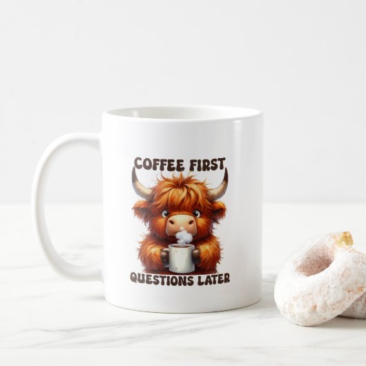 Lustige Kaffeefragen Wortkunst Kaffeetasse (Mit Donut)