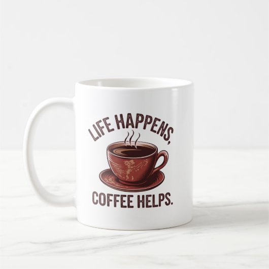 Lustige Kaffeelleben Wortkunst Kaffeetasse (Links)