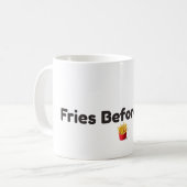 Lustige Kaffeetasse 'Fritten vor Jungs' (Vorderseite Links)