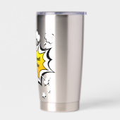 Lustige Kaffeetasse im Comic-Stil mit Zitat Thermobecher (Links)