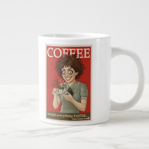 Lustige Kaffeetasse „Kaffee macht alles schneller… Jumbo-Tasse