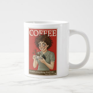 Lustige Kaffeetasse „Kaffee macht alles schneller… Jumbo-Tasse