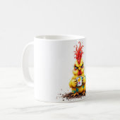Lustige Kaffeetasse mit wütendem Hühnerdesign (Vorderseite Links)