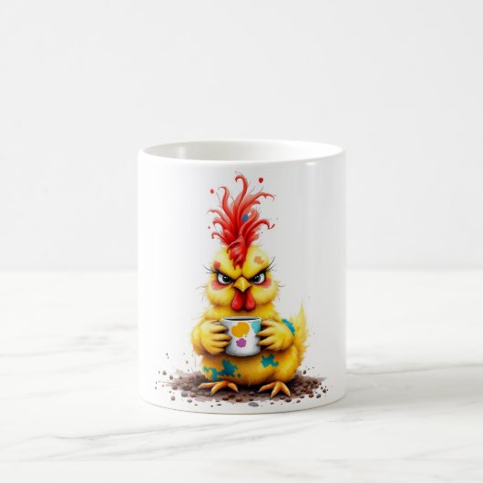 Lustige Kaffeetasse mit wütendem Hühnerdesign (Mittel)