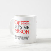 Lustige Kaffeetasse oder Reisebecher für Kaffeelie (Vorderseite Links)