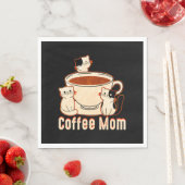 Lustige Kaffeetrinkende Mutter mit Katze Serviette (Beispiel)