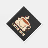 Lustige Kaffeetrinkende Mutter mit Katze Serviette (Ecke)