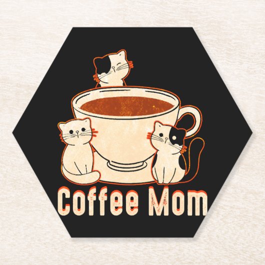 Lustige Kaffeetrinkende Mutter mit Katze Untersetzer (Vorderseite)