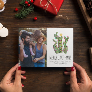 Lustige Kaktus-Weihnachtsfeiertags-Foto Feiertagskarte