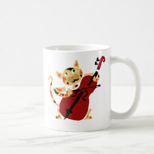 Lustige Kaliko-Katze, die Cello-Kunst-Cartoon Kaffeetasse