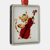 Lustige Kaliko-Katze, die Cello-Kunst-Cartoon Ornament Aus Metall (Rechts)