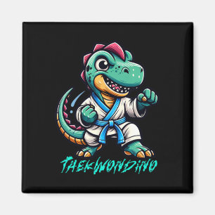 Lustige Kampfsportarten Karate Taekwondo Dino Tier Magnet