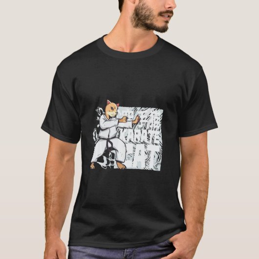 Lustige Karate-Katze T-Shirt (Vorderseite)