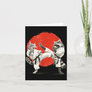 Lustige Karate-Katze Waschbär _ japanische Kampfku Karte