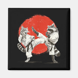 Lustige Karate-Katze Waschbär _ japanische Kampfku Magnet