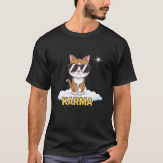 Lustige Karma-Katze Cool Zen Vibes Lustige Retro-S T-Shirt