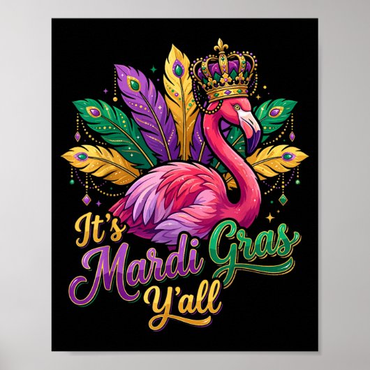 Lustige Karneval Party Geschenkidee Flamingo Mardi Poster (Vorne)