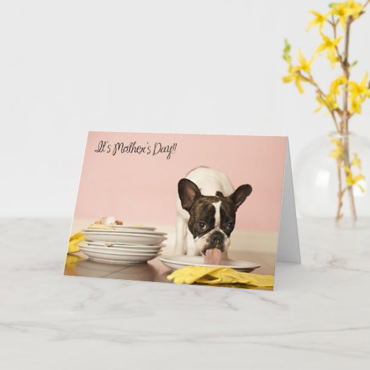 Lustige Karte der französische Bulldoggen-Mutter (Gelbe Blume)