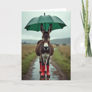 Lustige Karte mit Esel-Regenstiefeln