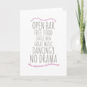 Lustige Karte: Seien Sie meine Brautjungfer Einladung