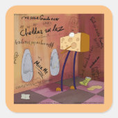 Lustige Käse-Badezimmer-Comic-Crafting Quadratischer Aufkleber (Vorderseite)