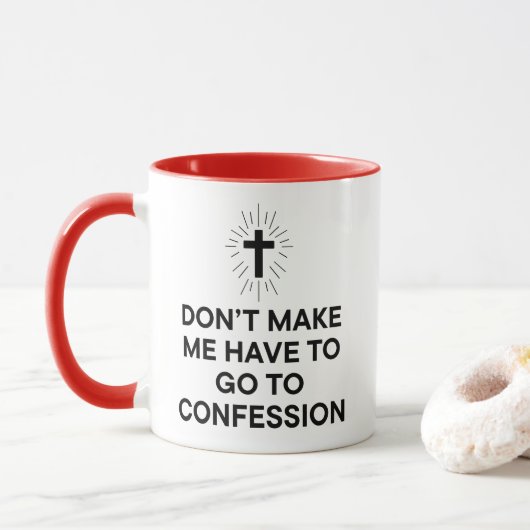Lustige katholische Beichte Tasse (Mit Donut)