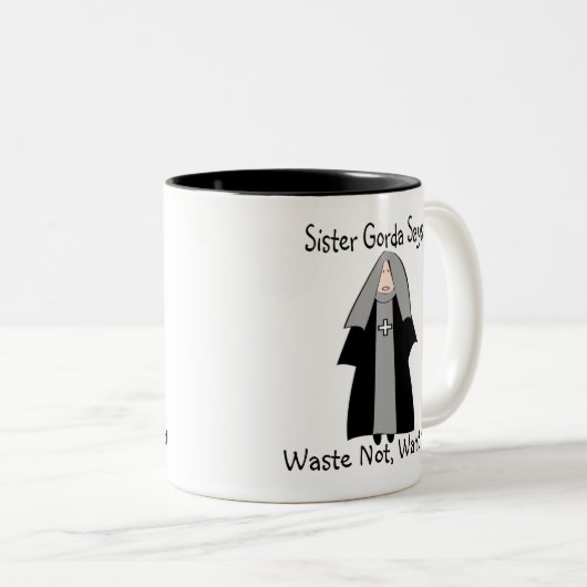Lustige katholische Nonnen-Geschenke, "Schwester Zweifarbige Tasse (VorderseiteRechts)