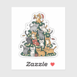 Lustige Kätzchen-Weihnachtsbaum-Katze-Haustier-Tie Aufkleber