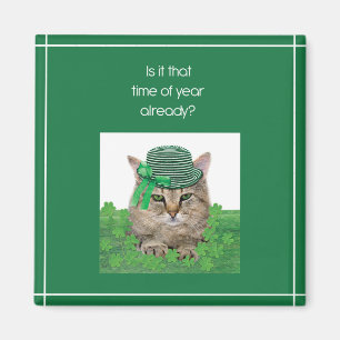 Lustige Katze am St. Patrick's Day Magnet