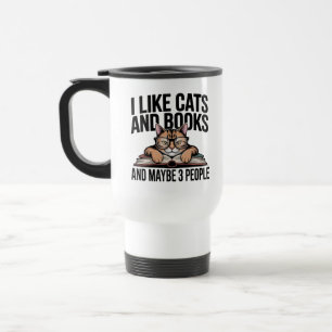 Lustige Katze antisoziale Kitty Introvertierte Büc Reisebecher