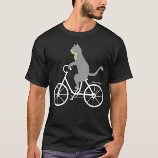 Lustige Katze Auf Fahrrad Fährt Coole Kitty Tiere T-Shirt