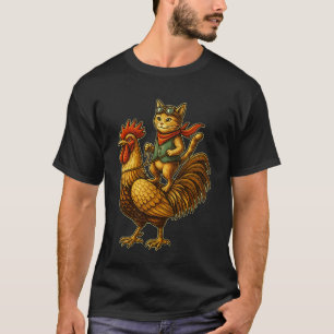 Lustige Katze auf Hahn Huhn Reittier Süße Vintage T-Shirt