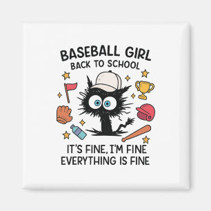 Lustige Katze Baseball Mädchen Es Ist In Ordnung M Magnet
