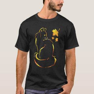 Lustige Katze Blatt fällt Hallo Herbst Für Süße Ka T-Shirt