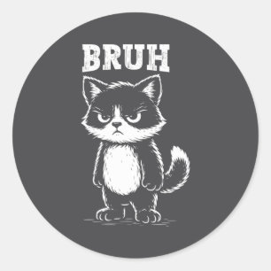 Lustige Katze Bruh Meme Sarkastisches Tier Coole K Runder Aufkleber