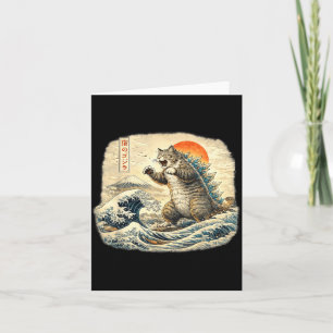 Lustige Katze Catzilla Katze Japanische Kunst für  Karte