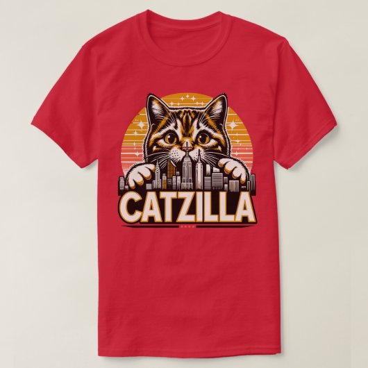 Lustige Katze Catzilla T-Shirt (Design vorne)