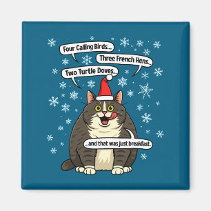 Lustige Katze Christmas Carol Meme Merch Santa Hut Magnet