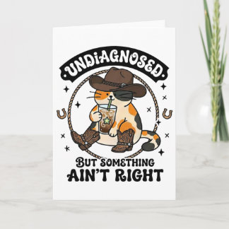 Lustige Katze Cowboy Hut Eiskaffee Nicht diagnosti Karte
