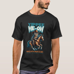 Lustige Katze Cowboy JUHU MIAU T-Shirt