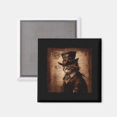 Lustige Katze Cowboy Steampunk Magnet (Vorderseite/Rückseite)