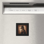 Lustige Katze Cowboy Steampunk Magnet (In Situ (Geschirrspüler))