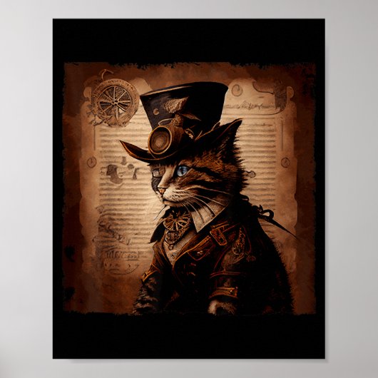 Lustige Katze Cowboy Steampunk Poster (Vorne)