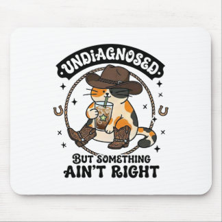 Lustige Katze Cowboyhut Eiskaffee Nicht diagnostiz Mousepad