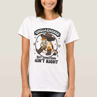 Lustige Katze Cowboyhut Eiskaffee Nicht diagnostiz T-Shirt